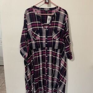 Torrid Dress Women’s 3X NWT Plaid Purple Challis